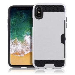 iPhone X (Ten) Credit Card Armor Hybrid Case (Silver)